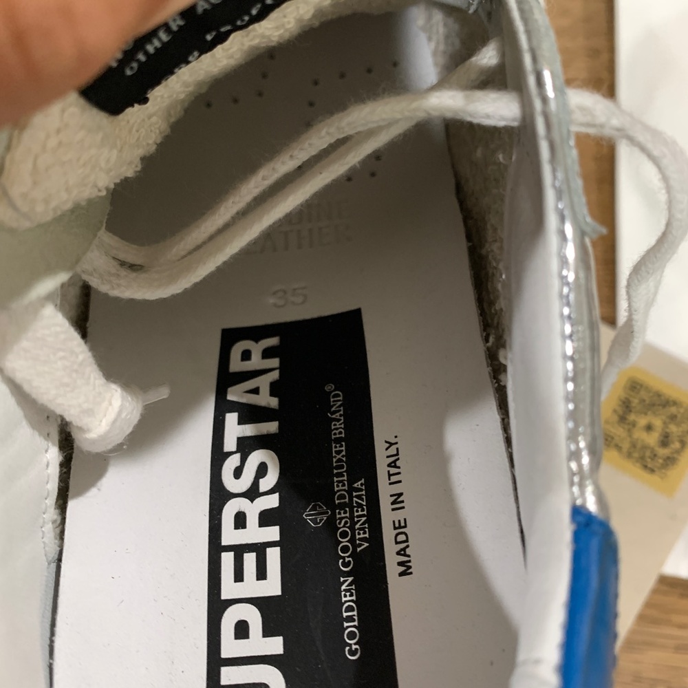 - NEW Golden Goose Superstar Sneaker Metallic Silver White Blue 0703 - Picture 4 of 6